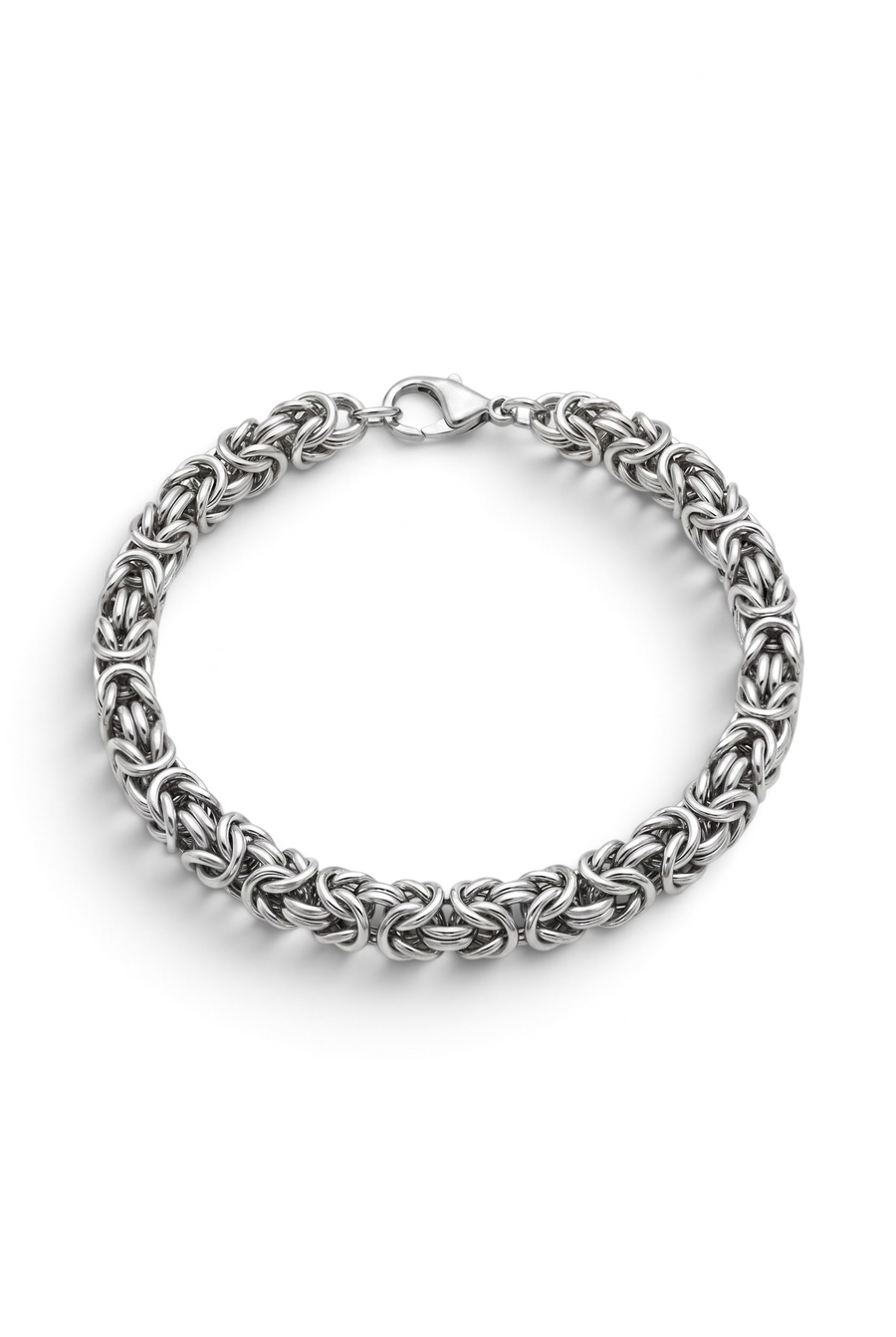 Royal Kral Zincir Erkek Çelik Bileklik, 6 mm kral zincir, beyaz zemin üzerinde